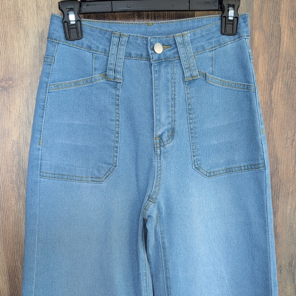 Women's Blue Wide-Leg Retro 70's Style Jeans Small                  R183